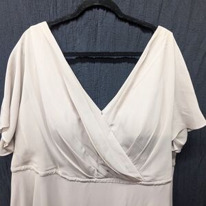 Elegant Cream Flutter-Sleeve V-Neck Wedding Dress